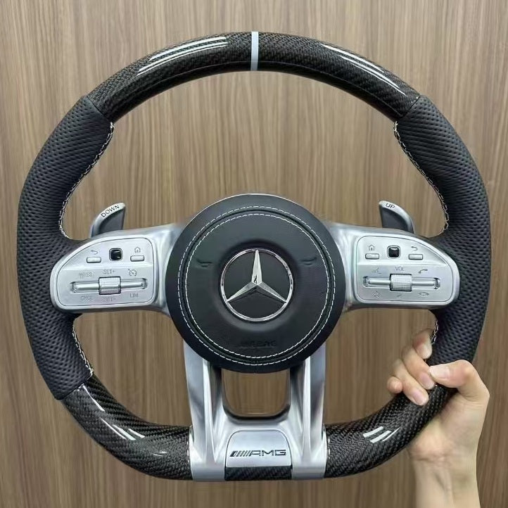 Carbon Fiber Sports Racing Steering Wheel for Mercedes-Benz C E S CLA GLA GLC GLE GLS W205 W213 W222 W177 AMG W205 W213