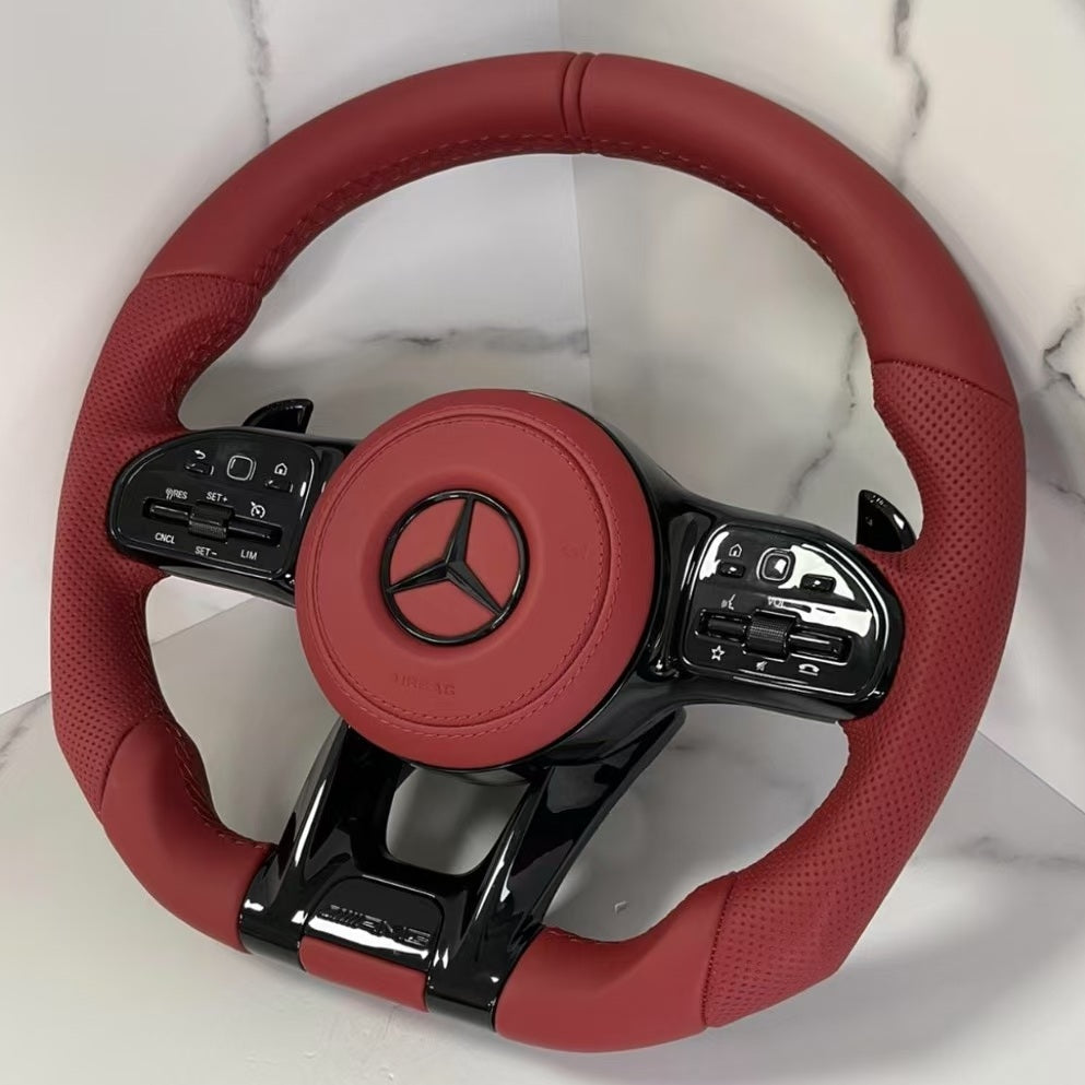 Customized colored Nappa leather steering wheel for Mercedes Benz