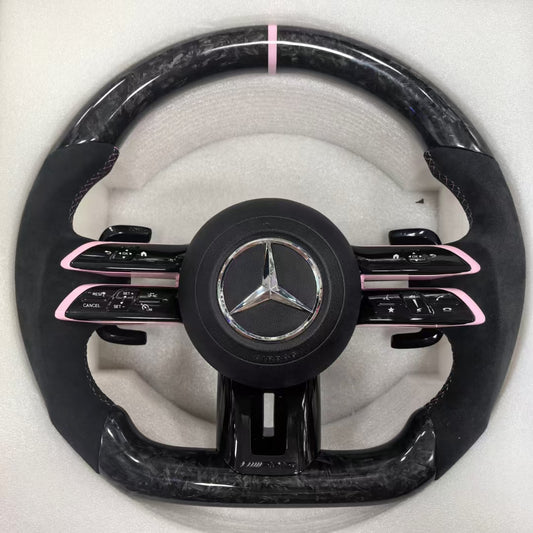 Pink Forged Carbon Fiber Steering Wheel for Mercedes Benz W204 W205 W211 W213 W212 W222 EQA E550 G63 C63 AMG GT