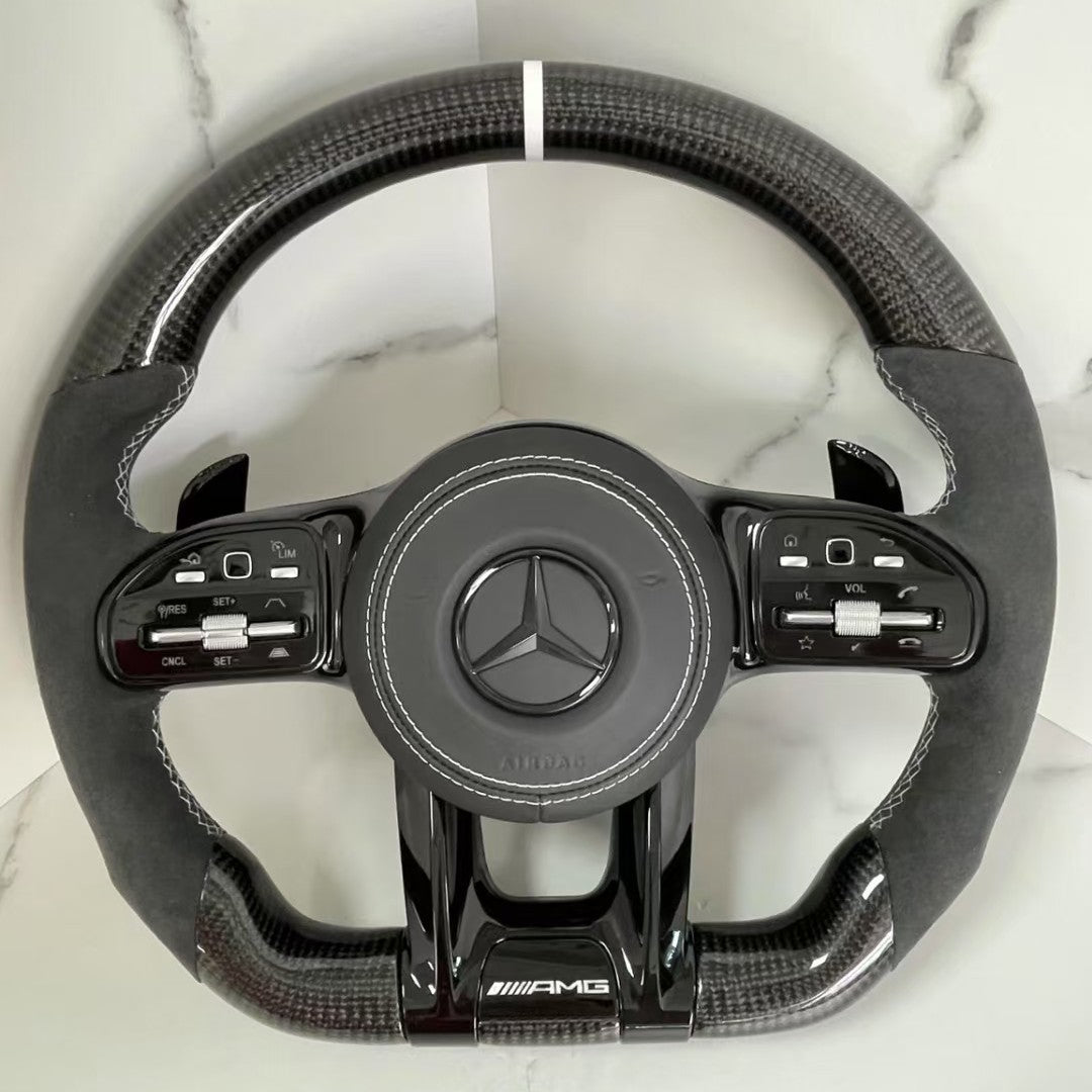 Factory Custom Alcantara Fiber Steering Wheel for Mercedes Benz C-series W204 W205 W167 W213 W222 W207 W212 Models GLE and CLA