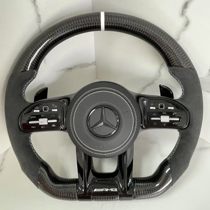 Factory Custom Alcantara Fiber Steering Wheel for Mercedes Benz C-series W204 W205 W167 W213 W222 W207 W212 Models GLE and CLA