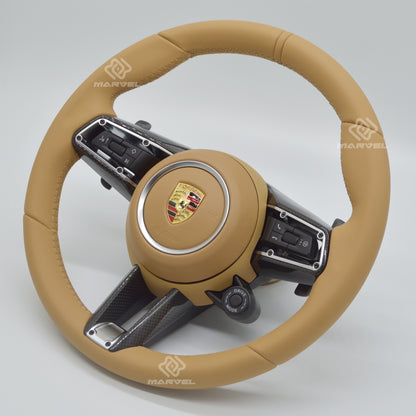 Steering Wheel for Porsche Cayenne/Panamera SUV Leather Custom Racing Design, Fanatec GT Sport & Classic 911 Retrofit
