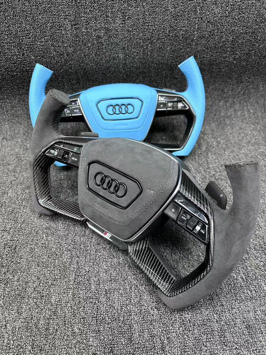 Alcantara Carbon Fiber Steering Wheel for Audi S6 S7 A4 A5 A6 A7 Q3 Q5 A3 S3 S8 R8 Car Steering Wheel