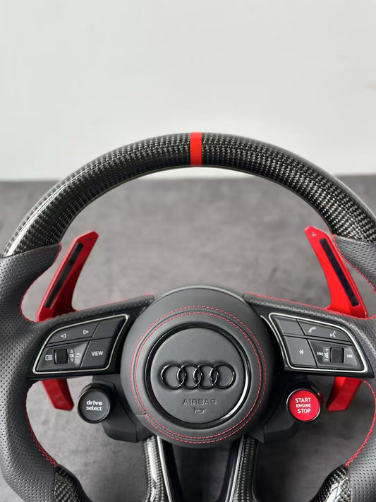 Custom Carbon Fiber D-Shape LED Shift Lights  Steering Wheel for Audi A3 A4 RS3 RS4 RS5 S3 S4 S5