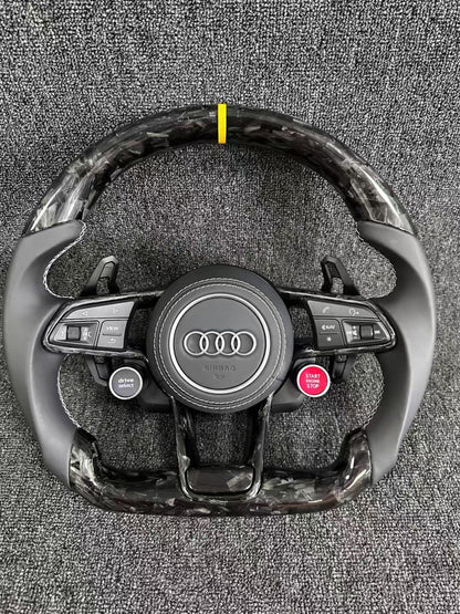 Customized Carbon Fiber Steering Wheel 2019-2021 Audi C8 A6 S6 RS6 A7 S7 RS7 Sports Design Style Including RS3 A5 R8 TT Q5