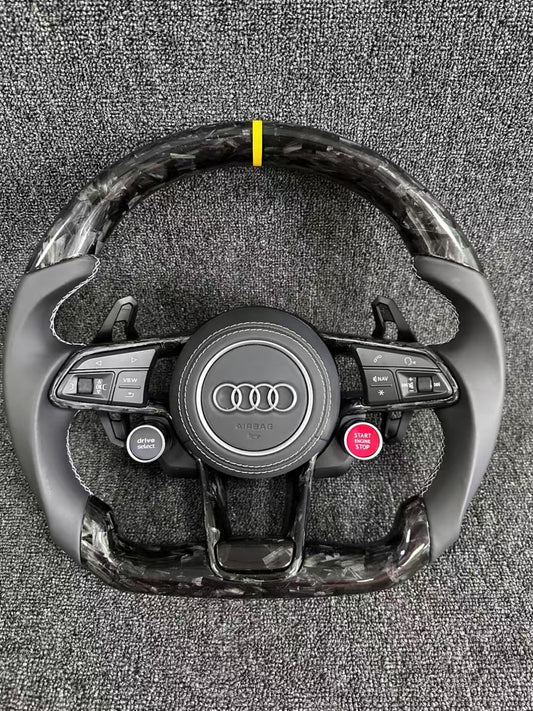 Customized Carbon Fiber Steering Wheel 2019-2021 Audi C8 A6 S6 RS6 A7 S7 RS7 Sports Design Style Including RS3 A5 R8 TT Q5