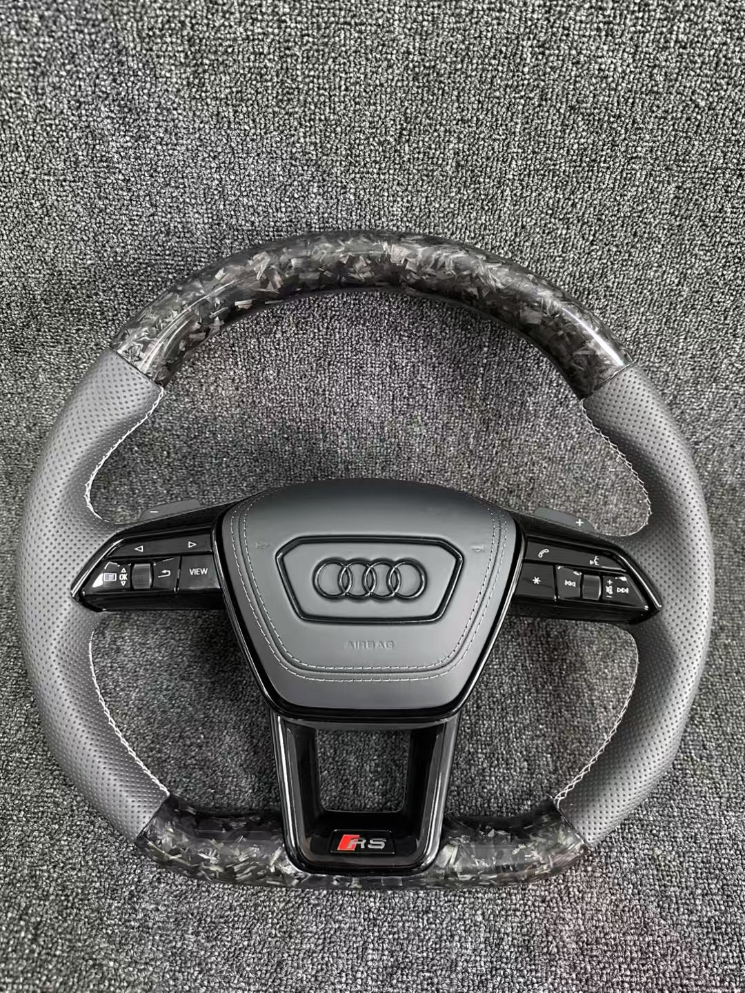 Customizable Carbon Forged Leather Steering Wheel for Audi A3 A1 A4 A5 A6 A7 RS RS3 C7 Q5 Q7 S3 S5 8V Including RS5 RS7 R8