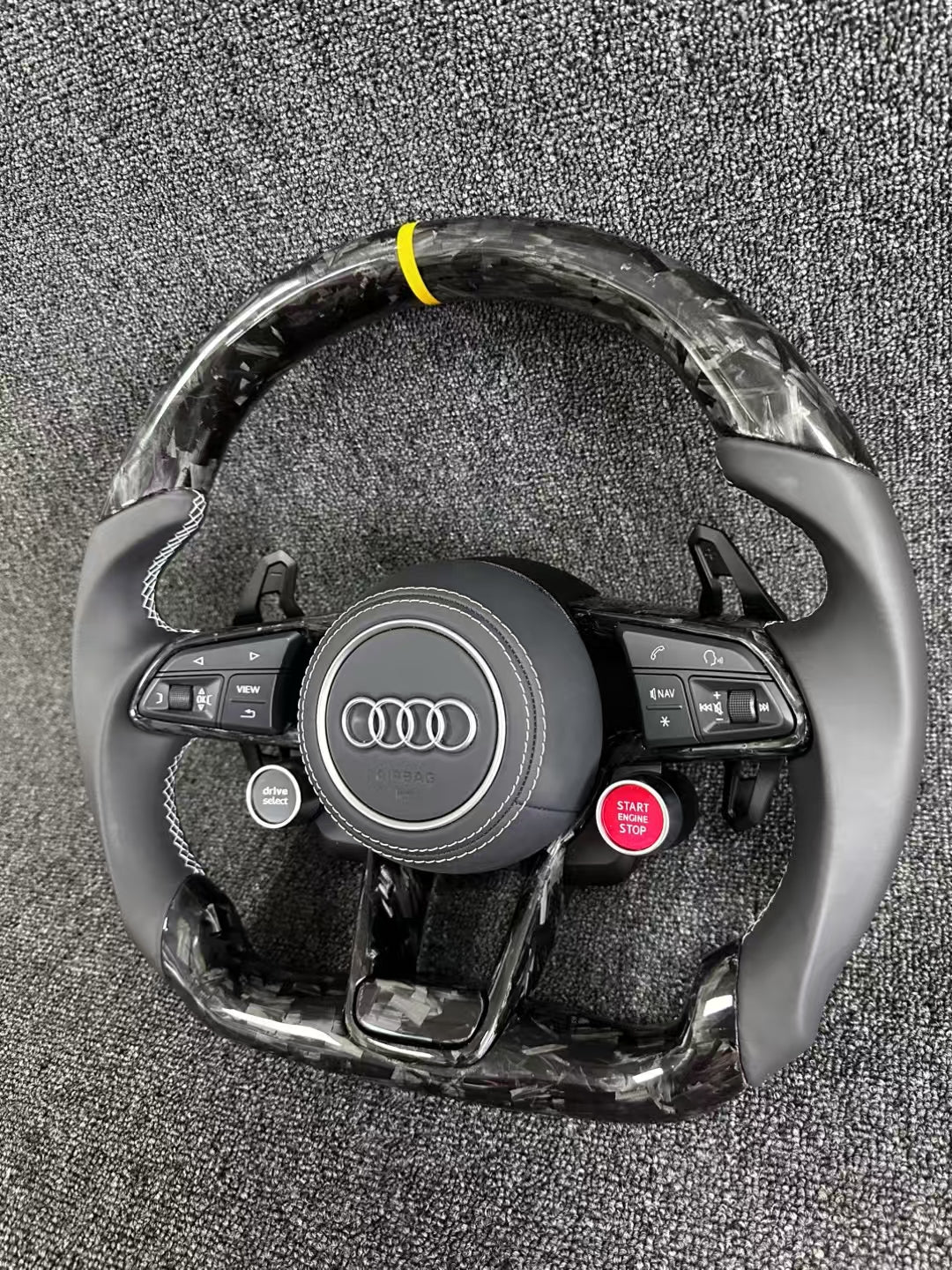 Customized Carbon Fiber Steering Wheel 2019-2021 Audi C8 A6 S6 RS6 A7 S7 RS7 Sports Design Style Including RS3 A5 R8 TT Q5