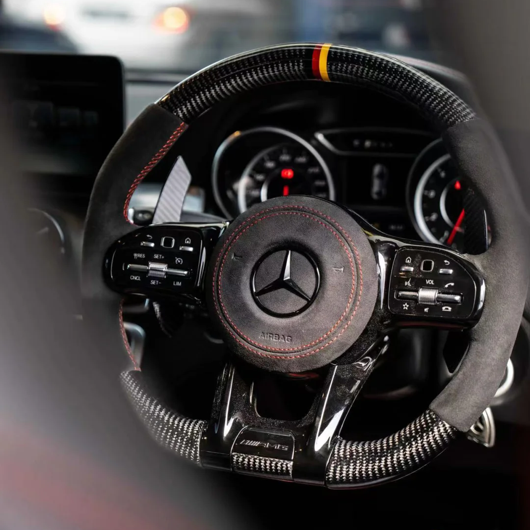 Customizable Carbon Fiber Leather Sports Steering Wheel Upgrade Fit for AMG GT W205 W212 W176 W211 Models Interior Accessory