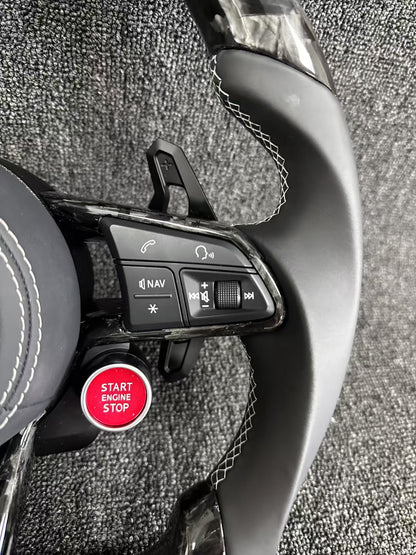 Customized Carbon Fiber Steering Wheel 2019-2021 Audi C8 A6 S6 RS6 A7 S7 RS7 Sports Design Style Including RS3 A5 R8 TT Q5
