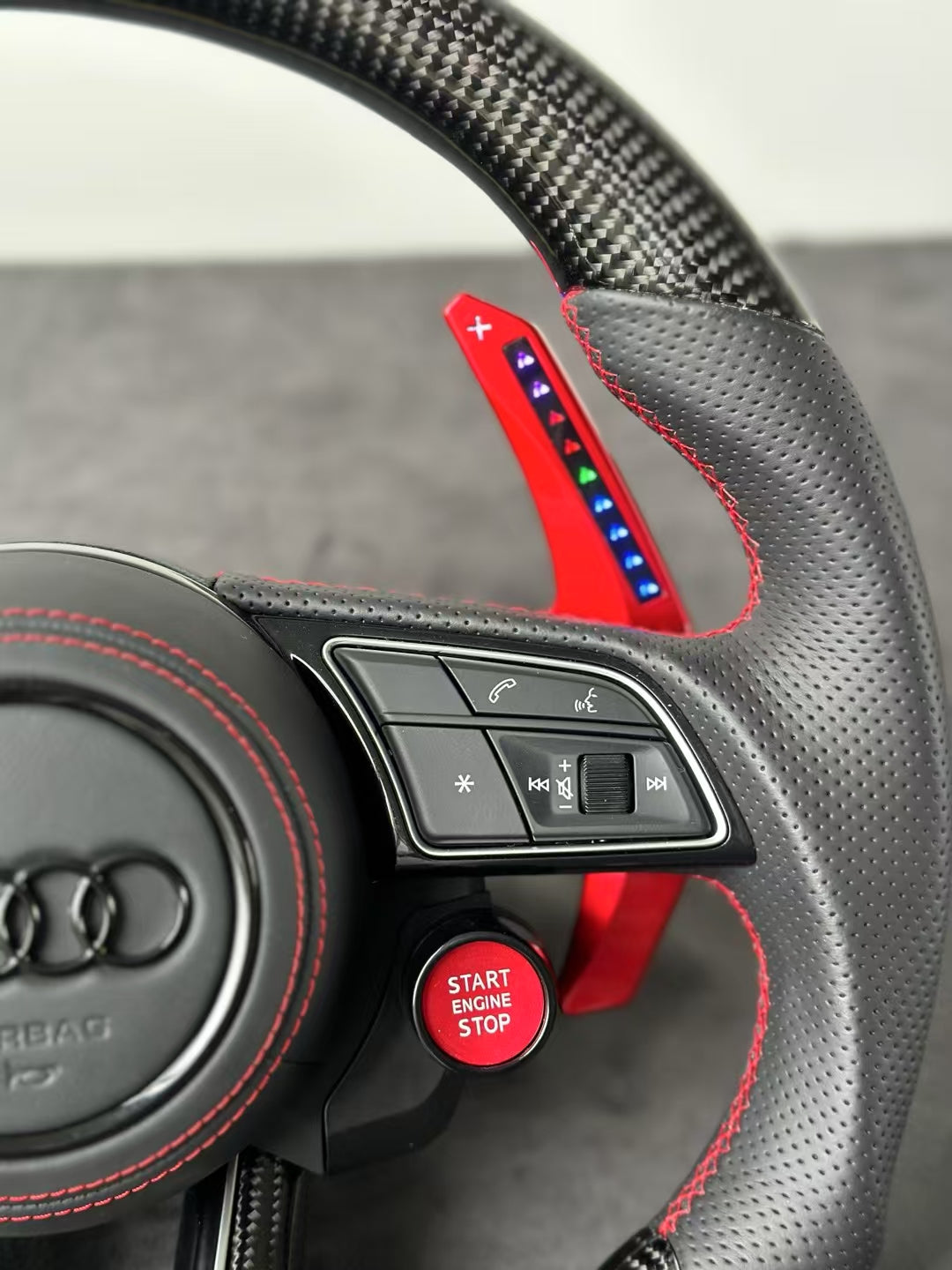 Custom Carbon Fiber D-Shape LED Shift Lights  Steering Wheel for Audi A3 A4 RS3 RS4 RS5 S3 S4 S5