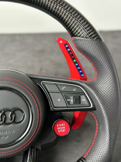 Custom Carbon Fiber D-Shape LED Shift Lights  Steering Wheel for Audi A3 A4 RS3 RS4 RS5 S3 S4 S5