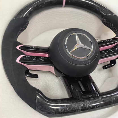 Pink Forged Carbon Fiber Steering Wheel for Mercedes Benz W204 W205 W211 W213 W212 W222 EQA E550 G63 C63 AMG GT