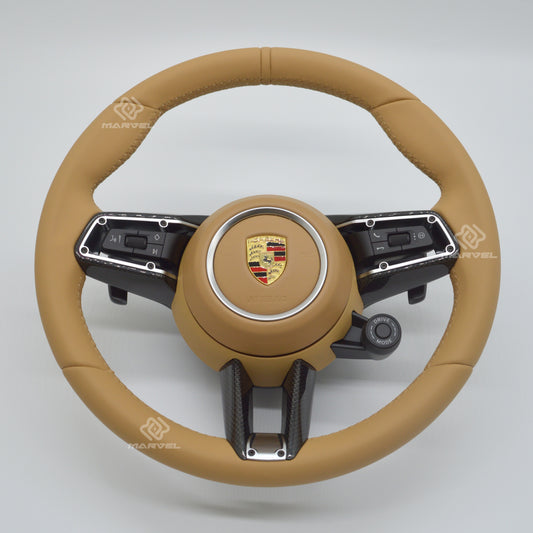 Steering Wheel for Porsche Cayenne/Panamera SUV Leather Custom Racing Design, Fanatec GT Sport & Classic 911 Retrofit