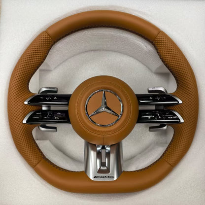 For Mercedes Amg Leather Heated Steering Wheel for Mercedes Amg GT CL ClS CLA a E S C36 G63 C43 ML SL W204 W213 W211 W205