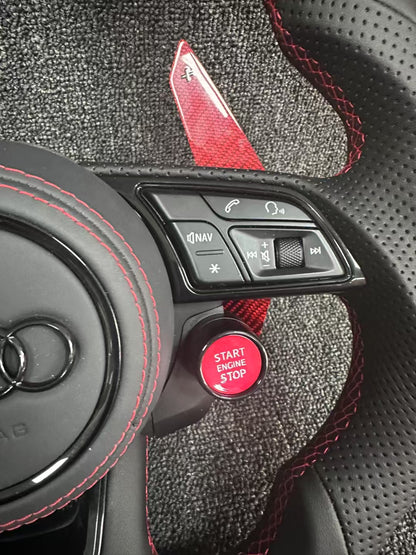 D-shaped flat bottomed Audi leather steering wheel+carbon fiber paddles