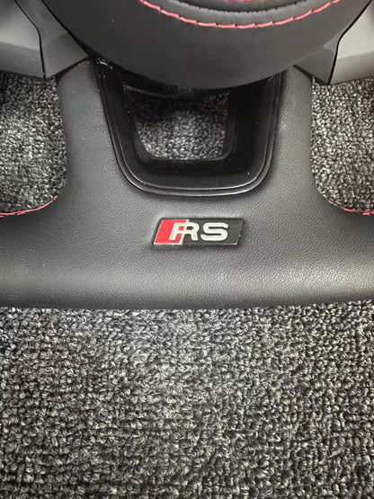 D-shaped flat bottomed Audi leather steering wheel+carbon fiber paddles