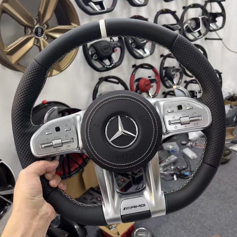 Customizable Leather Sports Steering Wheel Upgrade Fit for AMG GT W205 W212 W176 W211 Models Interior Accessory