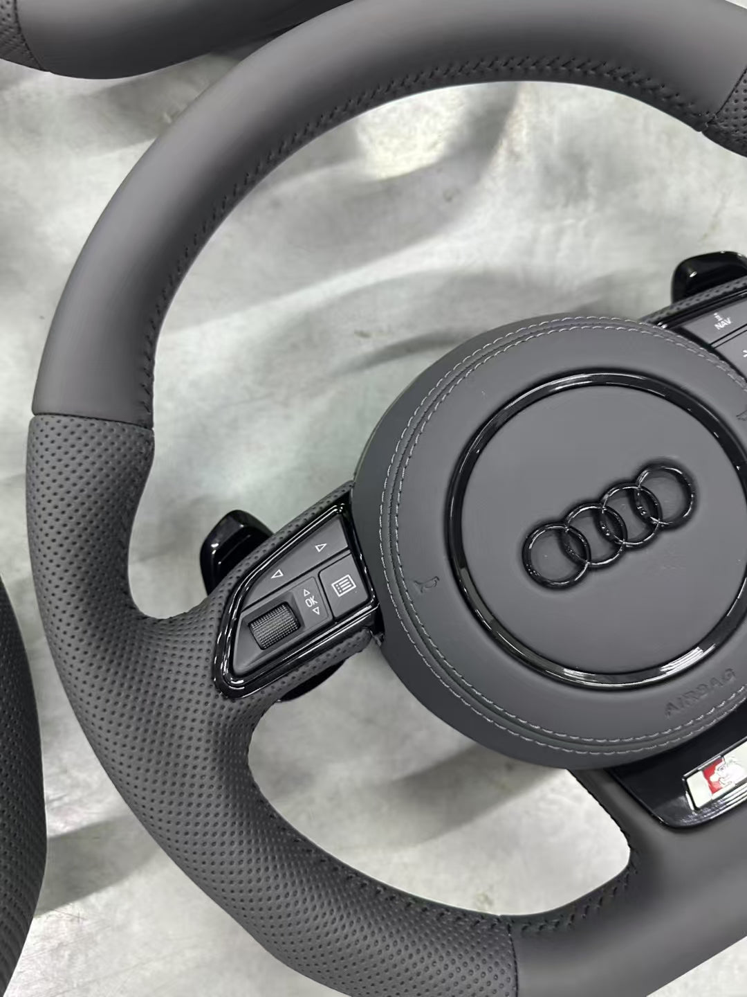 Red and Black Leather M Sport Steering Wheel for Audi B8 B9 C8 A3 A4 A5 A6 A7 A8 Q5 Q7 R8 TTRS C6 C7 S7 S4