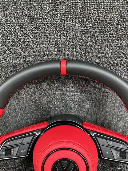Volkswagen's old model has been upgraded to a new flat bottomed leather steering wheel, which supports customized leather colors