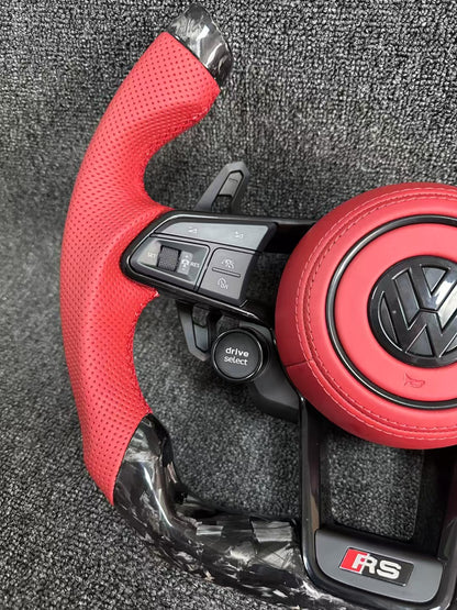 Volkswagen forged carbon fiber aircraft shaped steering wheel assembly