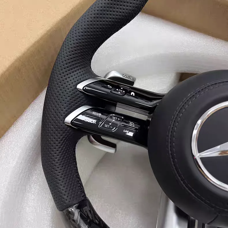 Custom forged carbon steering wheel suitable for Benz W203, W204, W205, W212, W213, CLS, and W218 interior upgrades.
