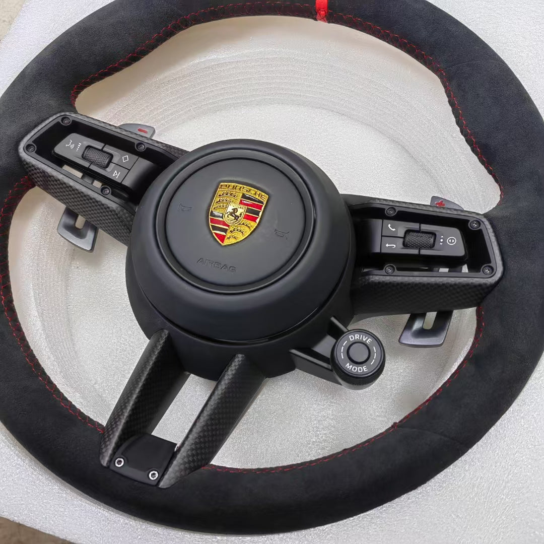 Alcantara High performance steering wheel (with knobs&large paddles) - Porsche Macan/Panamera/Cayenne/718 exclusive