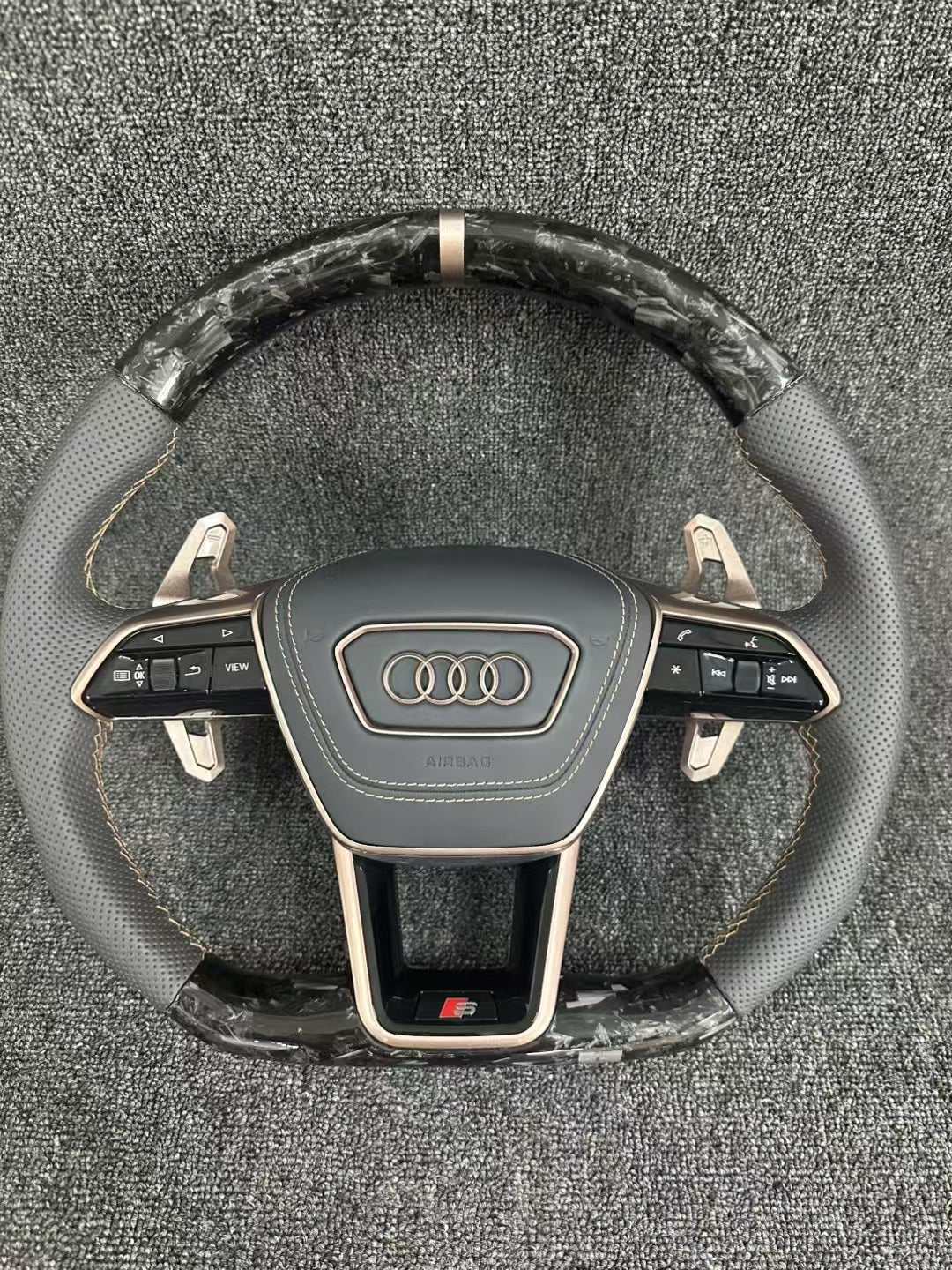 Customizable Carbon Forged Leather Steering Wheel for Audi A3 A1 A4 A5 A6 A7 RS RS3 C7 Q5 Q7 S3 S5 8V Including RS5 RS7 R8