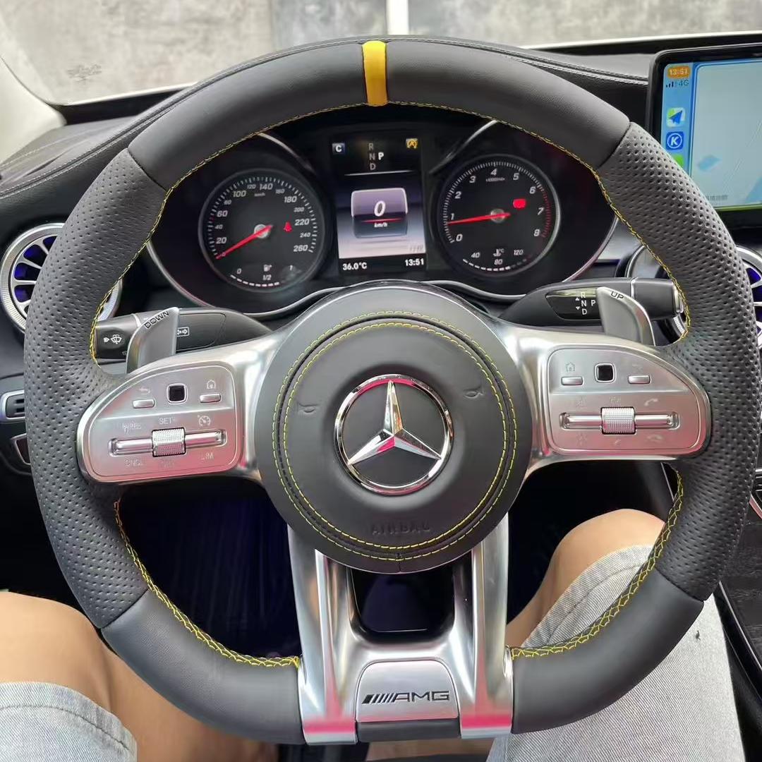 Customizable Leather Sports Steering Wheel Upgrade Fit for AMG GT W205 W212 W176 W211 Models Interior Accessory