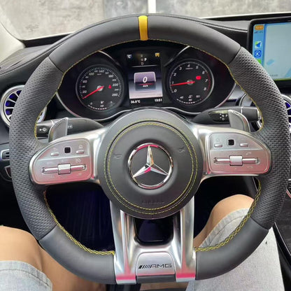 Customizable Leather Sports Steering Wheel Upgrade Fit for AMG GT W205 W212 W176 W211 Models Interior Accessory