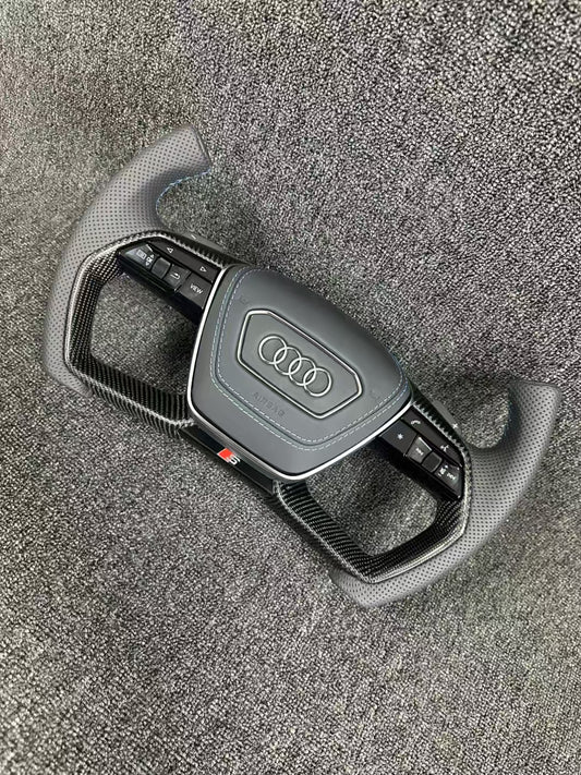 For Audi A4 A5 A6 A7 A8 Q5 Q7 R8 High Quality Carbon Fiber Aircraft Steering Wheel Assembly Accepts Personalized Customization