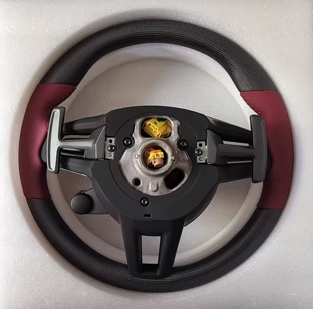 Porsche Cayenne 958 Panamera Steering Wheel Volante - Carbon Fiber/Nappa Leather Hand Grip Upgrade