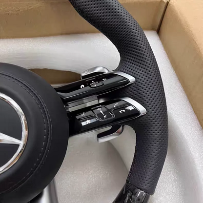 Custom forged carbon steering wheel suitable for Benz W203, W204, W205, W212, W213, CLS, and W218 interior upgrades.