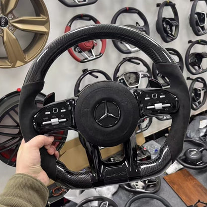 Factory Custom Alcantara Fiber Steering Wheel for Mercedes Benz C-series W204 W205 W167 W213 W222 W207 W212 Models GLE and CLA