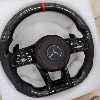 Suitable for Mercedes-Benz AMG Steering Wheel Old Model Upgraded to New Carbon Fiber Steering Wheel GLC GLB CLA GLS Modification