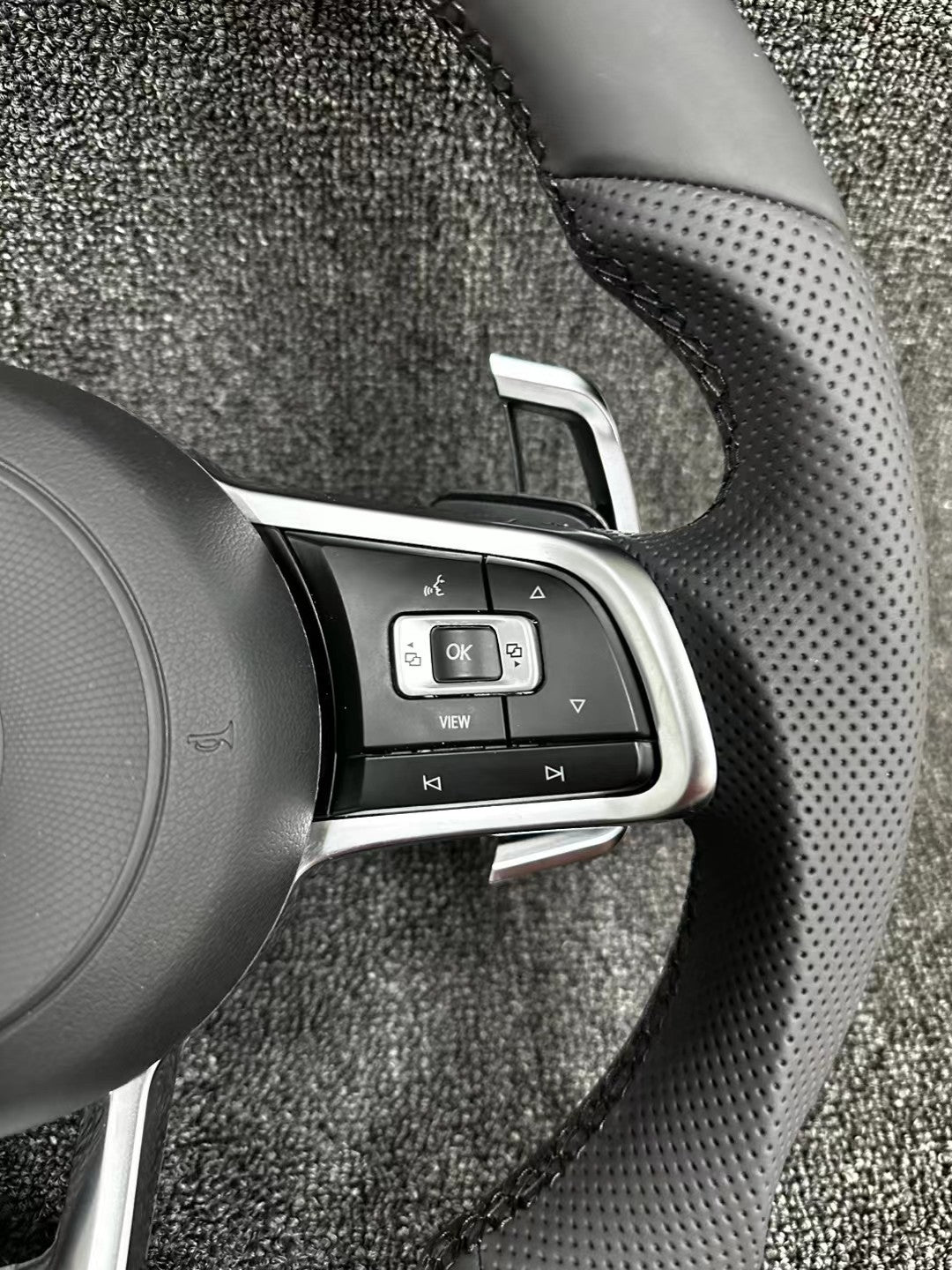 All-new Volkswagen R line features a flat bottomed sport multifunction steering wheel