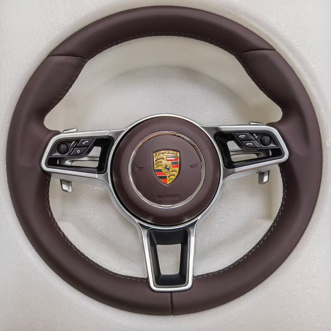 Leather Car Steering Wheel for Porsche Cayenne Boxster Panamera Cayman 911 991 970 997 718