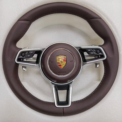 Leather Car Steering Wheel for Porsche Cayenne Boxster Panamera Cayman 911 991 970 997 718