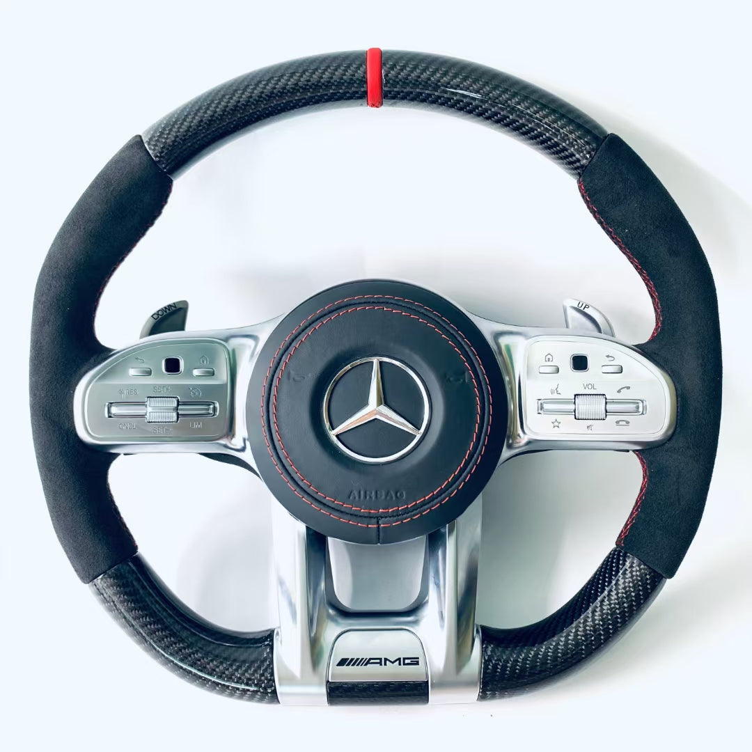 Suitable for Mercedes-Benz AMG Steering Wheel Old Model Upgraded to New Carbon Fiber Steering Wheel GLC GLB CLA GLS Modification