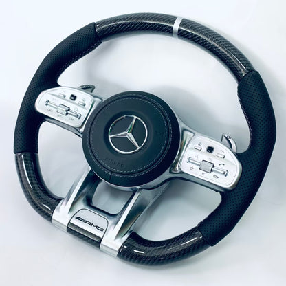 Carbon Fiber Sports Racing Steering Wheel for Mercedes-Benz C E S CLA GLA GLC GLE GLS W205 W213 W222 W177 AMG W205 W213