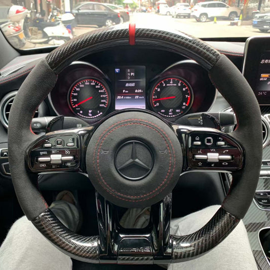 Factory Custom Alcantara Fiber Steering Wheel for Mercedes Benz C-series W204 W205 W167 W213 W222 W207 W212 Models GLE and CLA