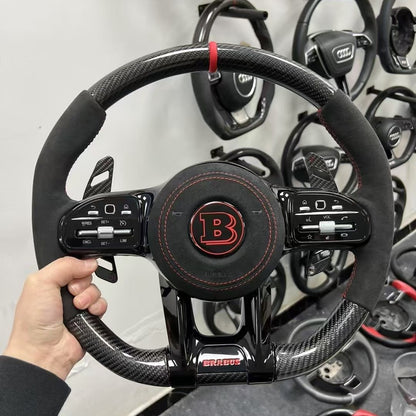 Customizable Carbon Fiber Leather Sports Steering Wheel Upgrade Fit for AMG GT W205 W212 W176 W211 Models Interior Accessory