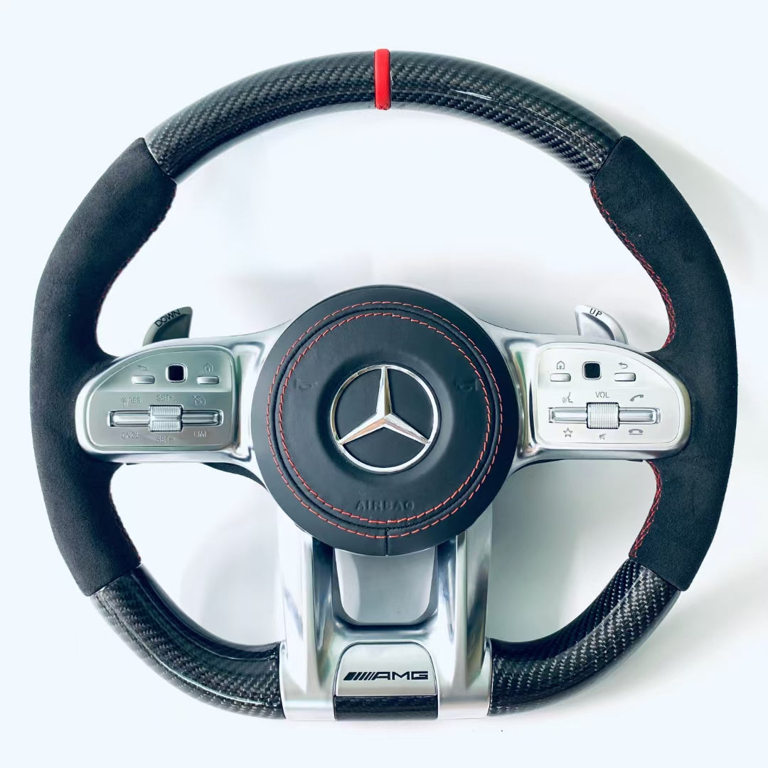 Factory Custom Alcantara Fiber Steering Wheel for Mercedes Benz C-series W204 W205 W167 W213 W222 W207 W212 Models GLE and CLA