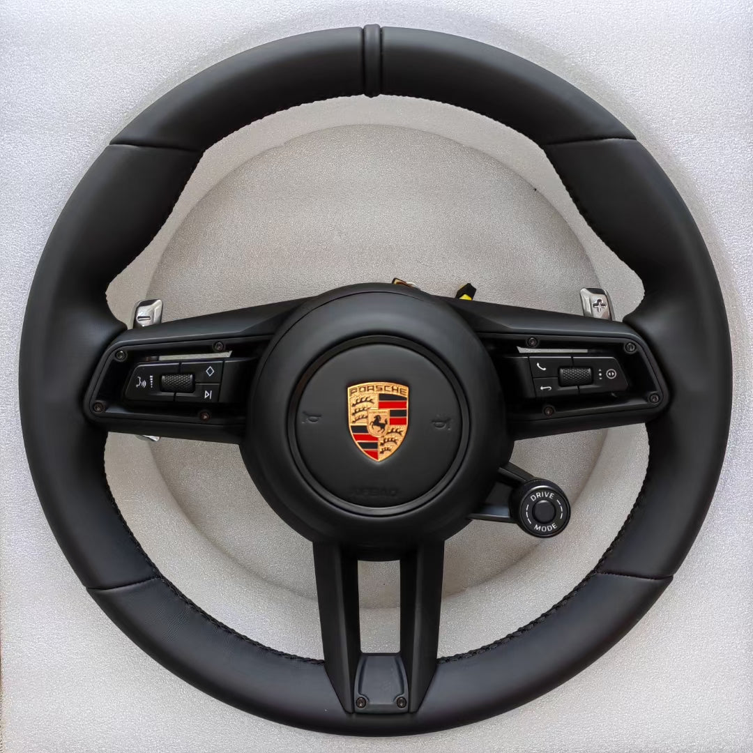 Modified Porsche Leather Steering Wheel for Porsche Cayman Cayenne Panamera Macan Tayneen Boxter Cocoa 718 911 955 957 970 971