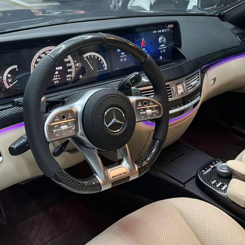 Suitable for Mercedes-Benz AMG Steering Wheel Old Model Upgraded to New Carbon Fiber Steering Wheel GLC GLB CLA GLS Modification