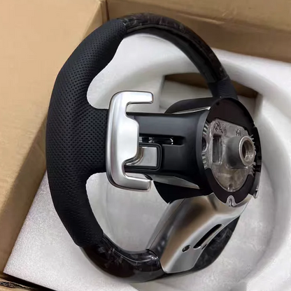 Custom forged carbon steering wheel suitable for Benz W203, W204, W205, W212, W213, CLS, and W218 interior upgrades.