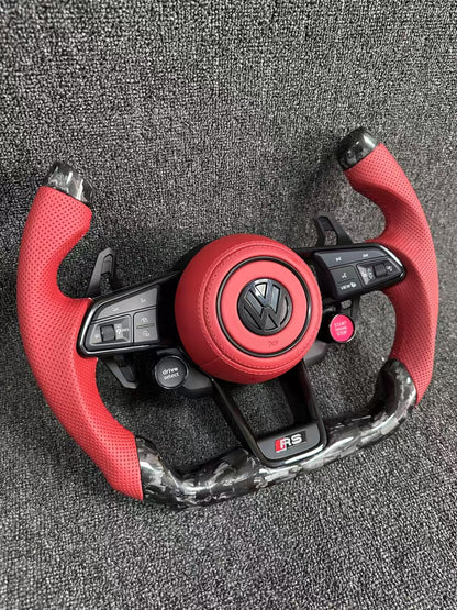 Volkswagen forged carbon fiber aircraft shaped steering wheel assembly