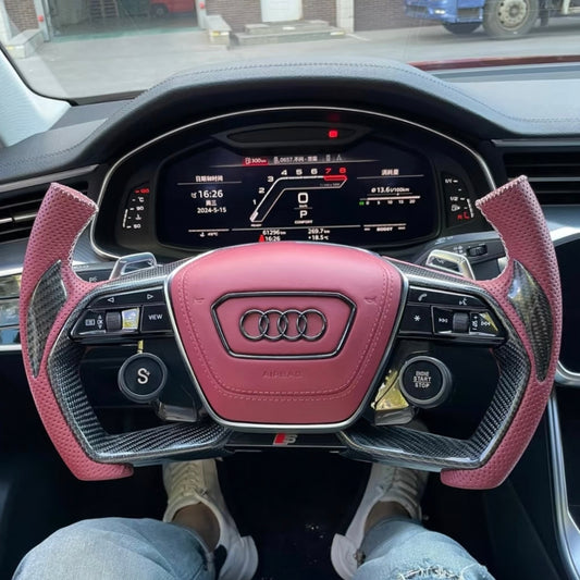Audi steering wheel Customized carbon fiber, forged carbon, OLED, leather