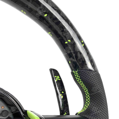 Custom BMW green forged carbon steering wheel