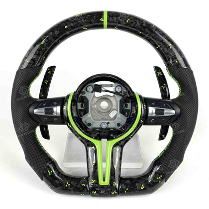 Custom BMW green forged carbon steering wheel